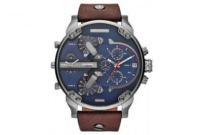 Montre homme diesel mr daddy 2.0 dz7314 cuir brun et cadran bleu