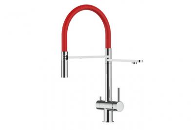 Robinet de cuisine 3 voies en acier inox chirurgical poli - douche 2jets d&eacute;tachable VZFX018103