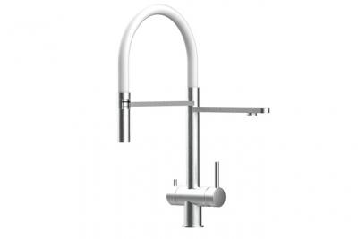 Robinet de cuisine 3 voies en acier inox chirurgical bross&eacute; - douche 2jets d&eacute;tachable VZFX018181
