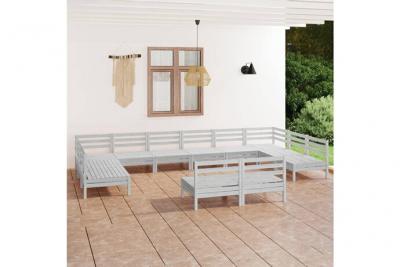 Salon de jardin bois massif blanc 12 pieces x 63.5 x 62.5 2 personnes