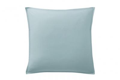 Taie D'oreiller 100% Percale De Coton Lav&eacute; 80 Fils 65x65 Cm Bleu Lagon