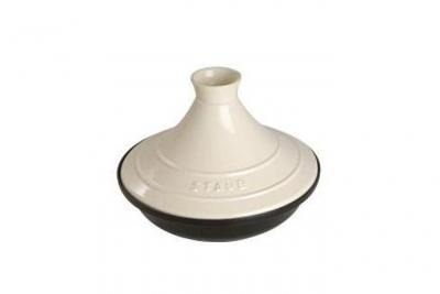 STAUB Plat &agrave; Tajine en Fonte, Couvercle C&eacute;ramique, &Oslash; 28 cm, Cr&egrave;me
