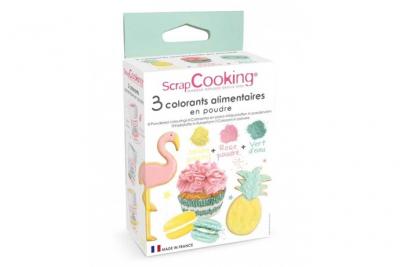 ScrapCooking 3 Colorants Artificiels Rose Poudr&eacute;, Vert d'eau, Dor&eacute; 3 x 5 g