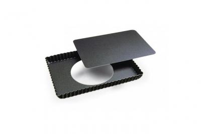 Moule acier, tarte rectangulaire, anti adh&eacute;sif, noir, 29 cm