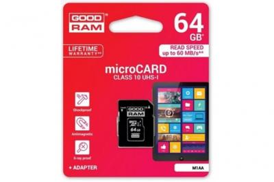 Good ram carte m&eacute;moire micro sdhc 64 go classe 10 uhs-i + adaptateur