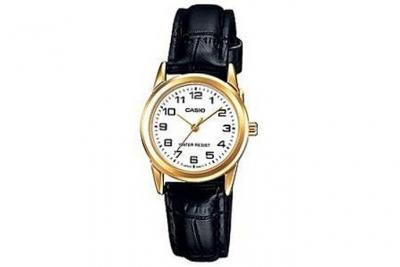 Casio LTP-V001GL-7BUDF Montre analogique pour Femme en Cuir Noir, Sangles