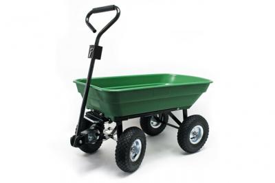 Chariot de jardin &agrave; main 125 litres capacit&eacute; 350 kg benne basculante remorque brouette - Or