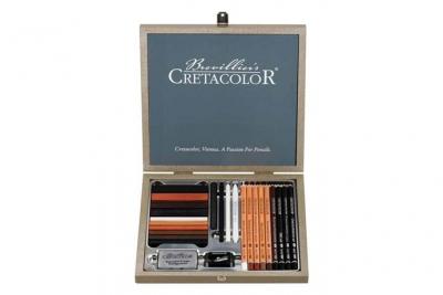 Coffret &agrave; dessin bois Passion - 25 pi&egrave;ces