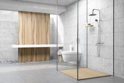 Color colonne de douche chrom&eacute;e et blanche avec thermostatique
