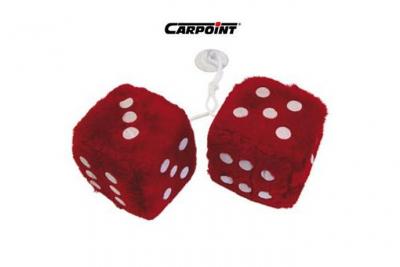 CARPOINT Jeu de 2 d&eacute;s en peluche &agrave; suspendre - rouge 0510079