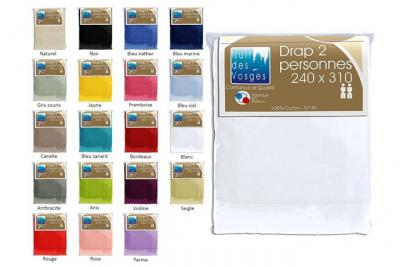 Drap Plat 100 % Coton Grand Teint Cotoval 240x310
