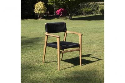 Fauteuil de jardin en teck massif et cordage noirESTHER
