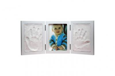 Cadre photo en bois 3 volets avec empreintes B&eacute;b&eacute;