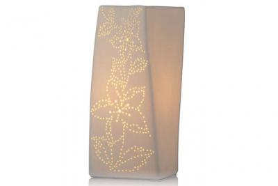 Lampe &agrave; poser blanche Ellipse fleurie