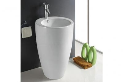 Lavabo totem rond blanc - c&eacute;ramique blanc - 50x85 cm - ove