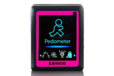 Lenco PODO-152 Pink - Lecteur MP3/MP4 avec podom&egrave;tre et m&eacute;moire de 4 Go - Rose