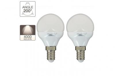 Lot de 2 Sph&eacute;riques P45 470 Lumens E14 Blanc Neutre
