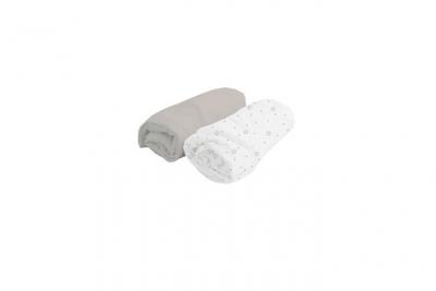 DOUX NID Lot de 2 Draps Housse Blanc pois/Perle 70x140 cm