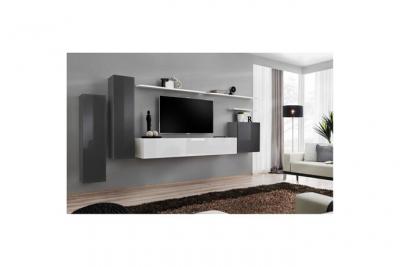 Meuble TV Mural Design Switch I 330cm Gris & Blanc