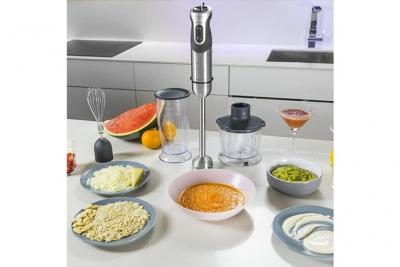 Mixeur plongeant xl 1000w avec 3 accessoires gris noir