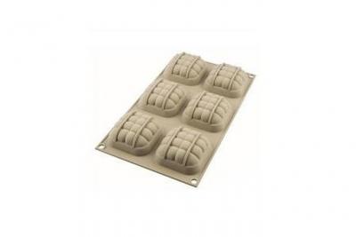 Moule silicone 6 Mini g&acirc;teaux Elegenza texture matelass&eacute;e Silikomart