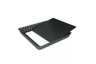 Moule &agrave; Tarte Carr&eacute; Anti-adh&eacute;sif avec Fond Amovible - l 180 mm - Noir