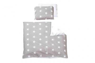 Parure de lit b&eacute;b&eacute; little stars gris/blanc - 100x135