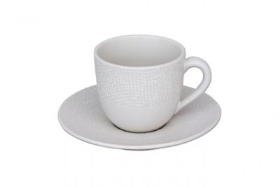 Tasse &agrave; caf&eacute; et sous-tasse v&eacute;suvio blanc 12 cl (lot de 6)