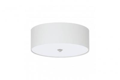 Plafonnier en textile pasteri 3 ampoules nickel satin&eacute; abat jour blanc