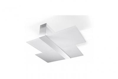 Plafonnier MASSIMO acier/verre blanc/chrome 2 ampoules