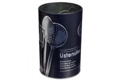 Paris Prix - Pot &agrave; ustensiles de cuisine ""Relief II"" 17,5cm Noir