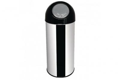Poubelle ronde inox &agrave; couvercle battant 50l - - inox50 x760mm