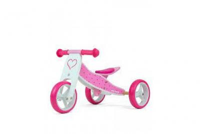 Milly Mally Jake Draisienne &agrave; Deux ou Trois Roues V&eacute;lo en Bois Hearts