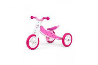 Milly Mally Look Draisienne V&eacute;lo en bois 2 en 1 Hearts