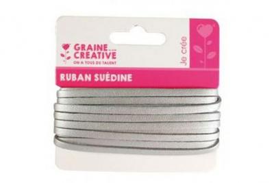 Lani&egrave;re cuir synth&eacute;tique 4,5 m - Plat - Argent&eacute; - Graine cr&eacute;ative