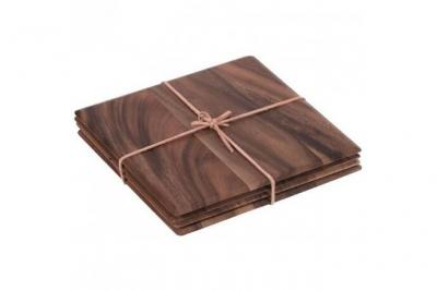Set de table carr&eacute; acacia - boite de 4 - - 250x250x8mm