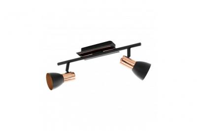 Eglo Barnham - Projecteur Double &Agrave; 2 Lumi&egrave;res Noir Mat, Cuivre, Gu10
