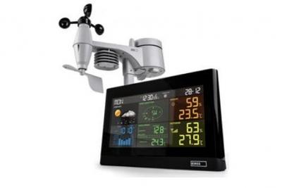 EMOS - Station M&eacute;t&eacute;o Int&eacute;rieur Ext&eacute;rieur sans Fil avec Pluviom&egrave;tre et An&eacute;mom&egrave;tre Ext&eacute;rieur