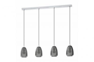 Suspension 4 lumi&egrave;res L.108 cm ALOBRASE verre noir