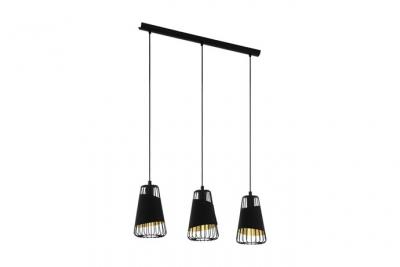 Austell plafonnier suspendu &agrave; 3 lampes, barre droite, noir
