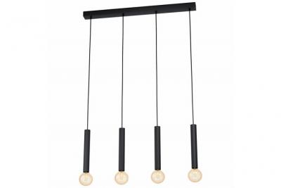 Cortenova plafonnier suspendu &agrave; 4 lampes, barre droite, noir
