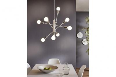 Gradoli Plafonnier Suspendu &Agrave; 8 Lampes &Agrave; Bras Multiples Blanc, Chrome