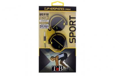 Casque filaire jack 3,5mm T'nB collection SPORT - noir / jaune 1,2m 
