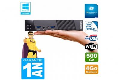 Ultra mini pc lenovo m73 usff tiny g3250t 4go disque 500go wifi w7 