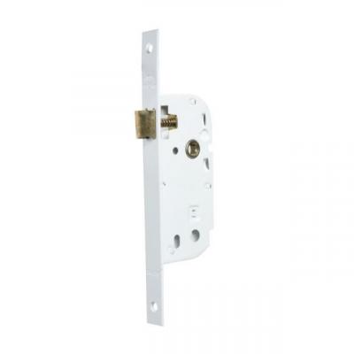 Serrure &agrave; encastrer Bricard bec de cane bout carr&eacute; blanc axe 40 mm