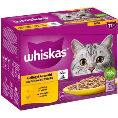 Whiskas Senior 24 x 85 g - Senior 11+ s&eacute;lection de volaille en gel&eacute;e