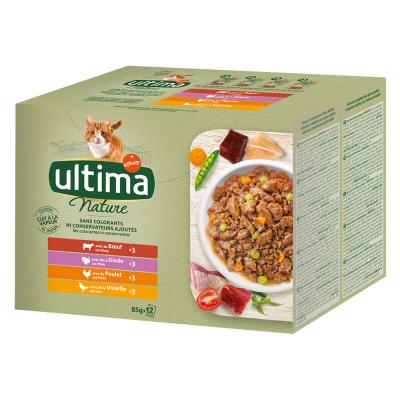 Ultima Nature pour chat - 96 x 85 g boeuf, dinde, poulet, volaille