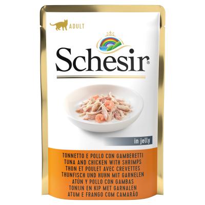 Schesir Adult 6&nbsp;x 85&nbsp;g thon et poulet aux crevettes