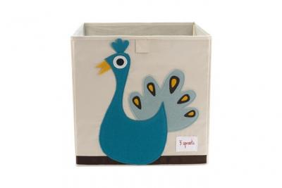 Cube de rangement Paon 33 x 33 cm - 3 Sprouts