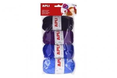 Apli pelotes de laine ton bleu - 4 unit&eacute;s 014092